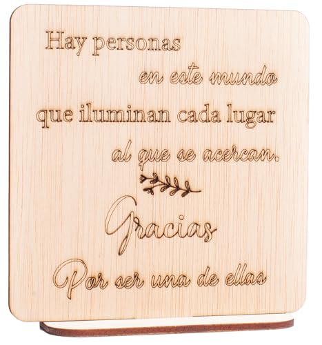 Olesea Regalos para dar las gracias a personas especiales. Regalos originales Tarjeta de Agradecimiento en Madera cumpleaños amiga amigo hombre mujer (Gracias)