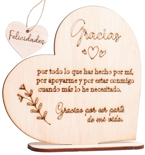 Olesea Tarjeta de Agradecimiento en Madera. Regalos originales para Amigos Especiales, cumpleaños, despedida, hombre mujer