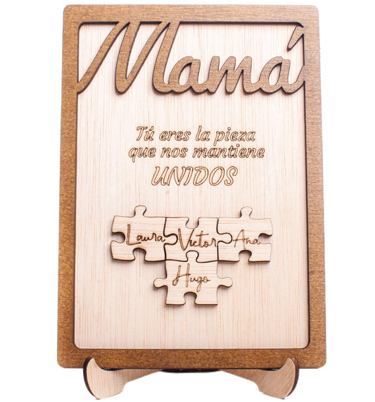 Olesea Dia de la madre Marco madera personalizado puzzle cuadro decorativo Mamá, Papá, abuela, abuelo, tu eres la pieza que nos une con nombres Regalo pareja regalo día de la madre Regalo original