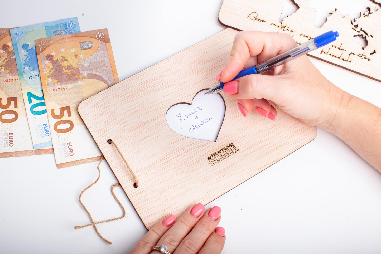 Olesea Regalo dinero boda Regalo novios Regalo pareja Sobre para regalo dinero boda Regalo recién casados Tarjeta de felicitación de madera Regalo luna de miel, viaje de bodas (Regalo dinero boda)